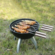 5 PCS Barbecue Pin With Handle BBQ Stainless Steel Grill Skewer Grill Pin With Heat-proof Handle