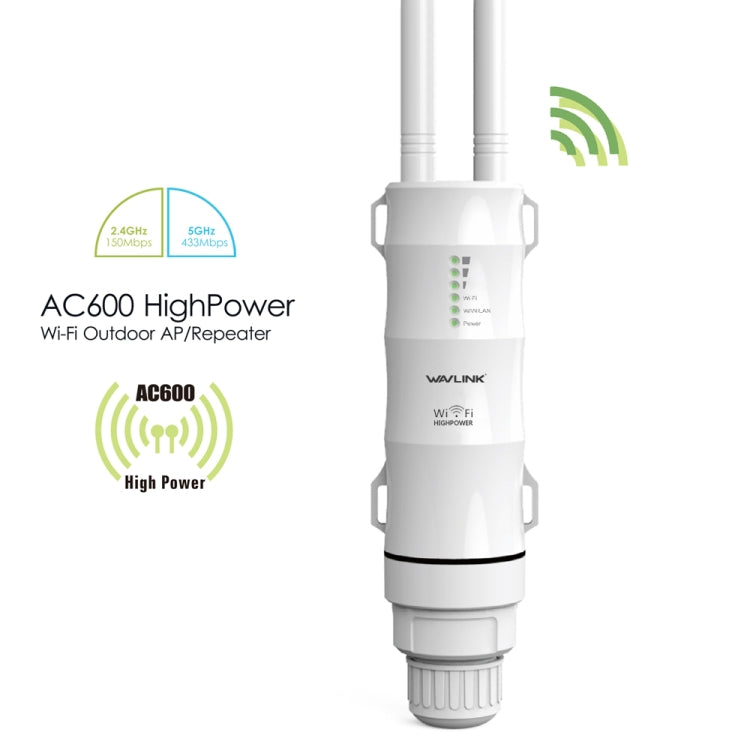 WAVLINK AC600 AP 2.4G/5G Dual Frequency Outdoor High Power Repeater, Pulg Type:UK Plug