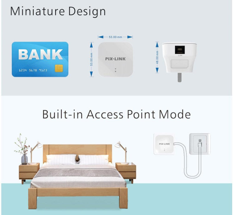 PIXLINK WR12 300Mbps WIFI Signal Amplification Enhanced Repeater, Plug Type:EU Plug