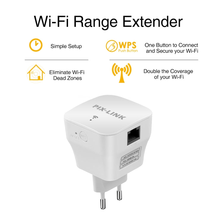 PIXLINK WR12 300Mbps WIFI Signal Amplification Enhanced Repeater, Plug Type:AU Plug
