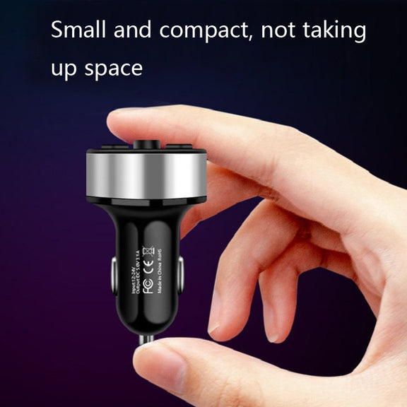Halo Car MP3 Bluetooth Player Car Charger Car FM Transmitter 3.1A Car Charger(Snow Silver)