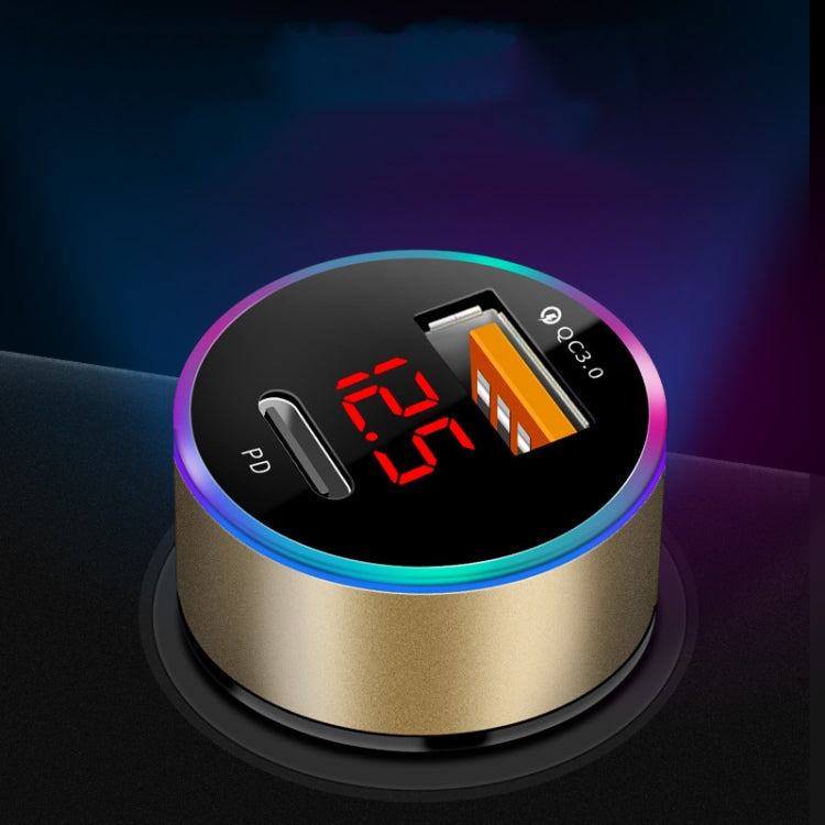 Aluminum Alloy Digital Display PD+QC3.0 Car Charger Multifunctional Car Charger(Snowflake Silver)