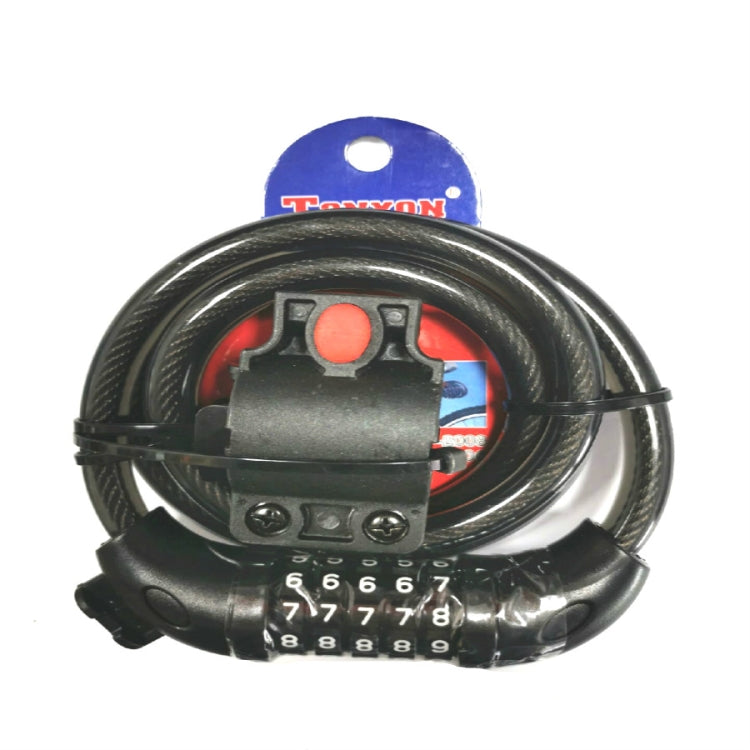 TONYON TY566 Bicycle Lock Five-digit Code Lock Mountain Bike Bar Wire Lock Single Rim Lock(Black)