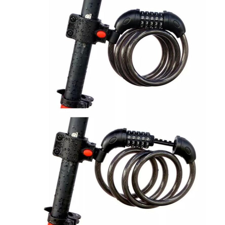 TONYON TY566 Bicycle Lock Five-digit Code Lock Mountain Bike Bar Wire Lock Single Rim Lock(Black)