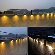 Solar Railing Light Staircase Light Outdoor Water-resistant LED Step Light Garden Decoration Landscape Light, Warm White Light(Black)