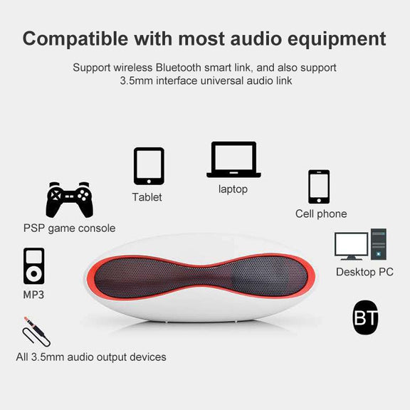 3D Stereo Mini Rugby Shape Bluetooth Speaker with TF Card Slot(Blue)