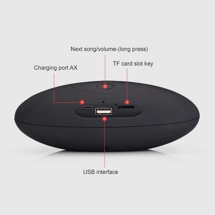 3D Stereo Mini Rugby Shape Bluetooth Speaker with TF Card Slot(Red)