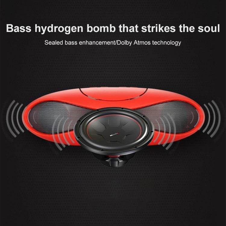 3D Stereo Mini Rugby Shape Bluetooth Speaker with TF Card Slot(Red)
