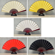 10 inch Pure Color Blank Silk Cloth Folding Fan Chinese Style Calligraphy Painting Fan(Black)