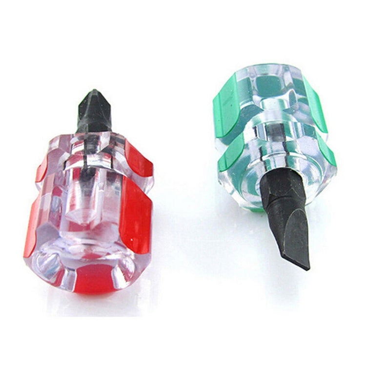 2 PCS Mini Portable Radish Head Screw Driver Transparent Handle Repair Hand Tools(Slotted Screwdriver)