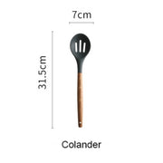 Silicone Wood Handle Spatula Heat-resistant Soup Spoon Non-stick Special Cooking Shovel Kitchen Tools Colander Spoon