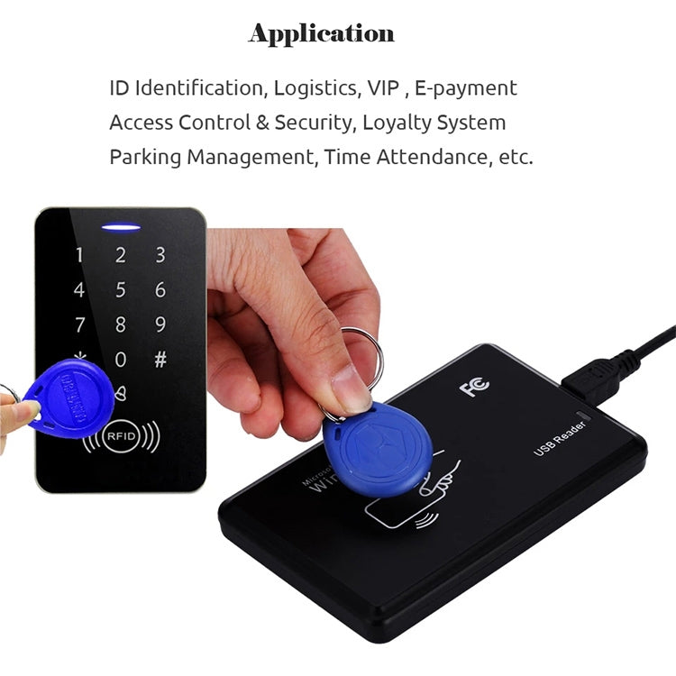 10 PCS 125KHz TK/EM4100 Proximity ID Card Chip Keychain Key Ring(Black)