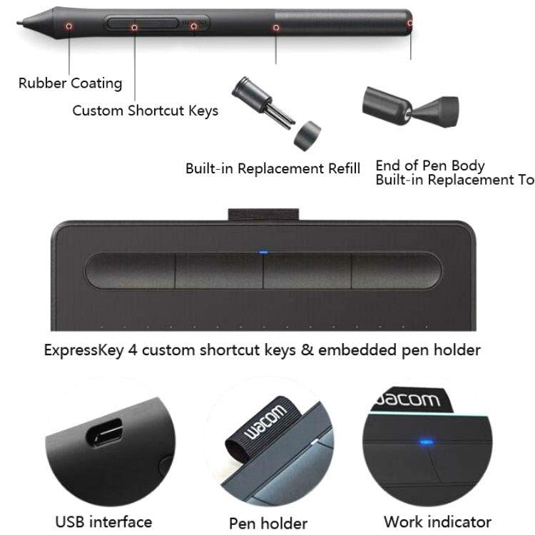 Wacom CTL-4100  Tablet Intuos Hand-Painted Board Computer Drawing Board Handwriting Board