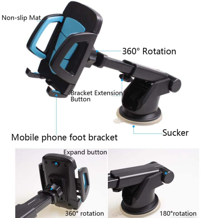 Car Phone Holder Car Air Outlet Mobile Phone Holder Suction Cup Navigation Instrument Panel General, Style:3 in 1(Blue)