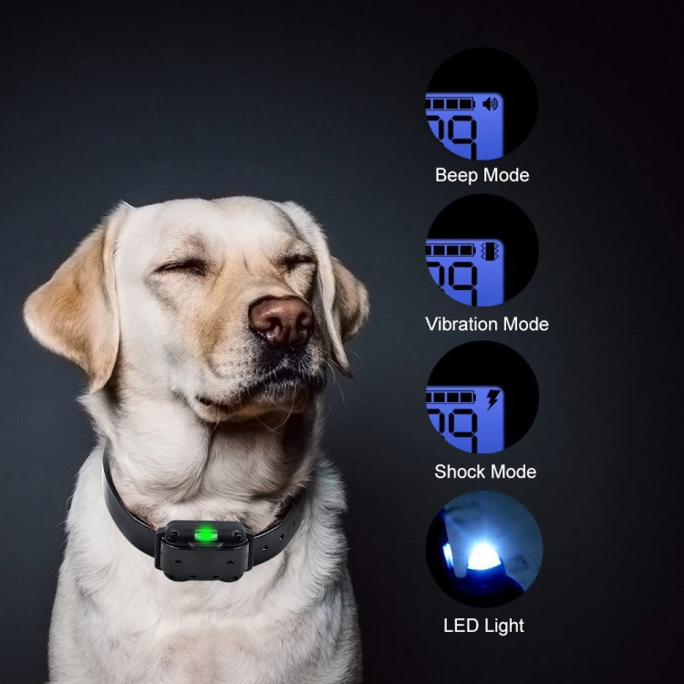 Bark Stopper Dog Training Device Dog Collar with Electric Shock Vibration Warning(EU Plug)