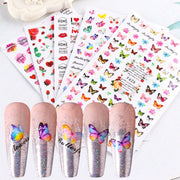 10pcs 3D Adhesive Butterfly Retro Rose Color Nail Art Sticker(F-668)