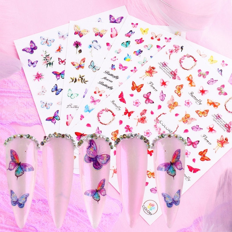10pcs 3D Adhesive Butterfly Retro Rose Color Nail Art Sticker(F-626)