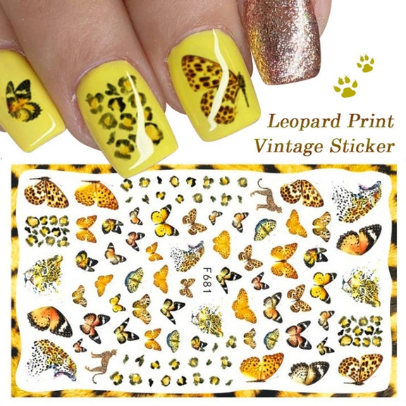 10pcs 3D Adhesive Butterfly Retro Rose Color Nail Art Sticker(F-672)
