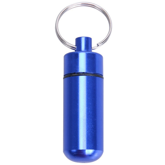 10pcs Portable Sealed Water-resistant Aluminum Alloy First Aid Pill Bottle with Keychain(Blue)
