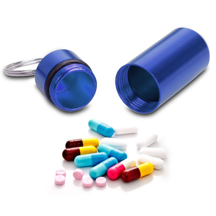 10pcs Portable Sealed Water-resistant Aluminum Alloy First Aid Pill Bottle with Keychain(Blue)