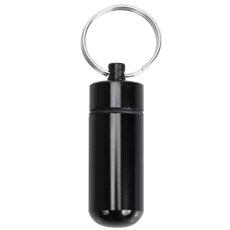 10pcs Portable Sealed Water-resistant Aluminum Alloy First Aid Pill Bottle with Keychain(Black)