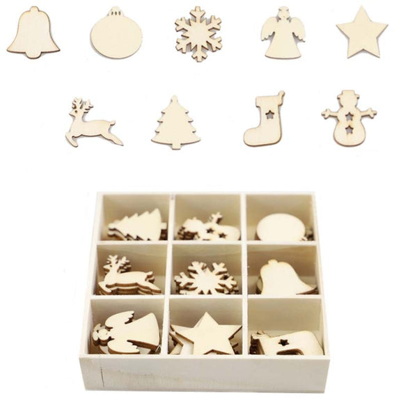 Christmas Creative DIY Decoration Gift Set  Handmade Wood Chip Pendant, Style:JM02031