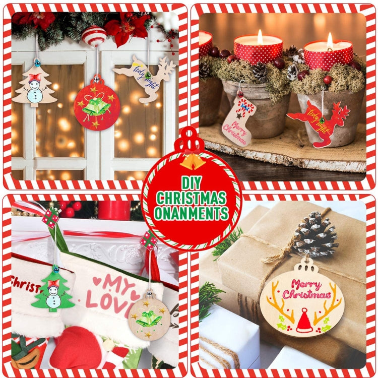 Christmas Creative DIY Decoration Gift Set  Handmade Wood Chip Pendant, Style:JM02031