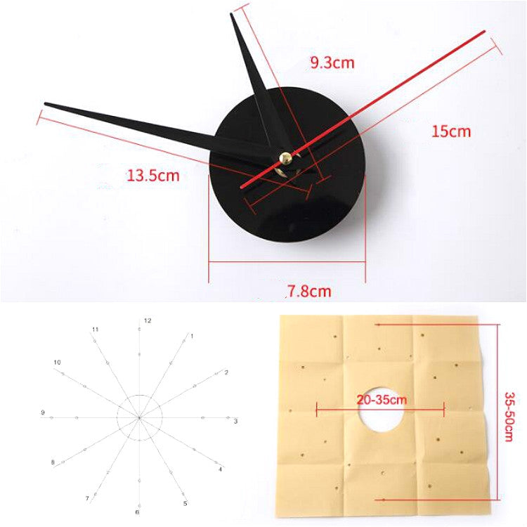 Acrylic 3D Wall Clock DIY Living Room Bedroom Wall Background Decoration(Black)