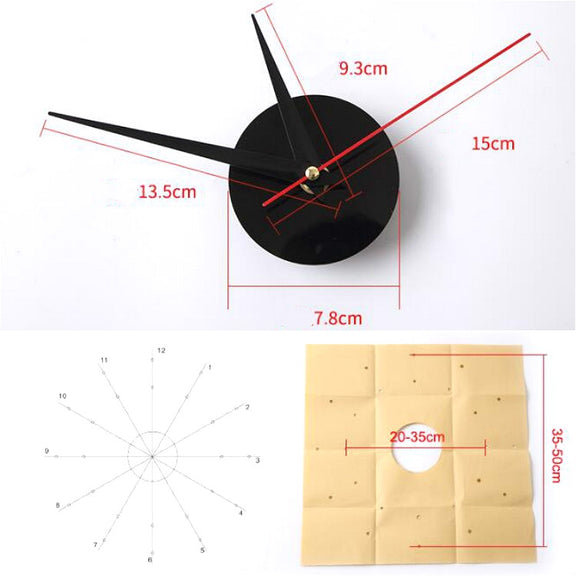 Acrylic 3D Wall Clock DIY Living Room Bedroom Wall Background Decoration(Black)