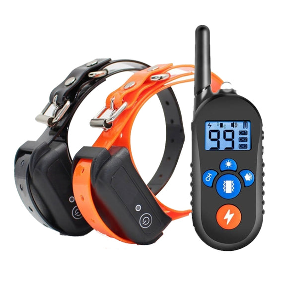800m Remote Control Electric Shock Bark Stopper Vibration Warning Pet Supplies Electronic Water-resistant Collar Dog Training Device, Style:556-2(US Plug)