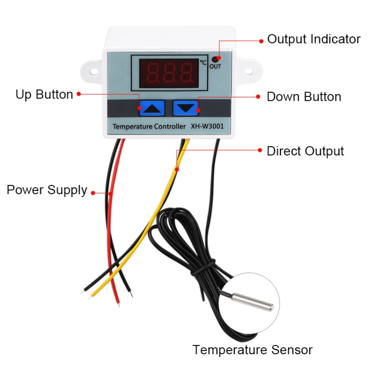 XH-W3001 Digital LED Temperature Controller Arduino Cooling Heating Switch Thermostat NTC Sensor 24V