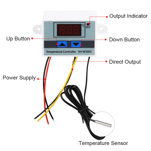 XH-W3001 Digital LED Temperature Controller Arduino Cooling Heating Switch Thermostat NTC Sensor 24V