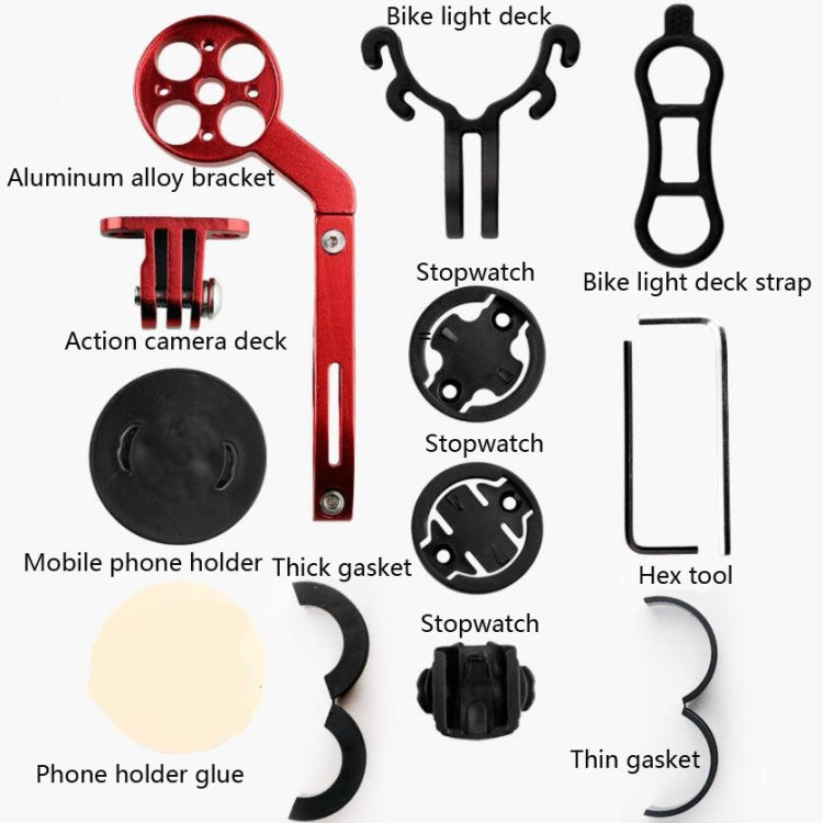 Bicycle Mountain Bike Aluminum Alloy Code Table Stand Universal Code Table Extension Flashlight Bracket(Black)