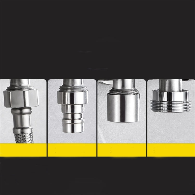 Stainless Steel One-In-Two-Out Multi-Function Three-Way Valve Faucet, Specification: Double 4-point Thread