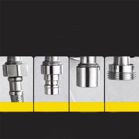 Stainless Steel One-In-Two-Out Multi-Function Three-Way Valve Faucet, Specification: Double 4-point Thread