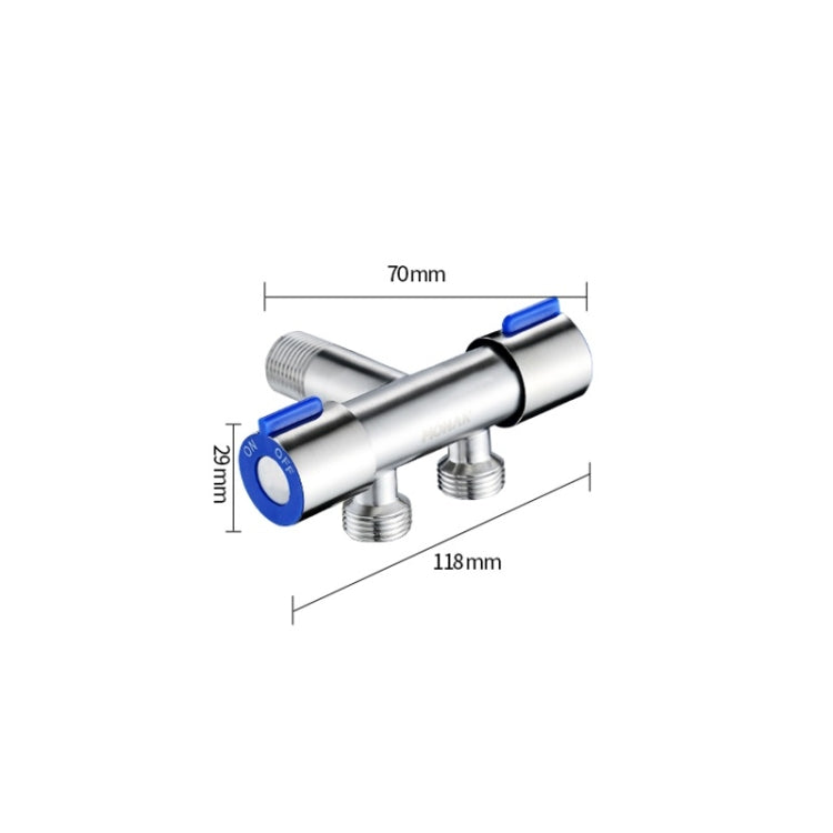 Stainless Steel One-In-Two-Out Multi-Function Three-Way Valve Faucet, Specification: Double 4-point Thread
