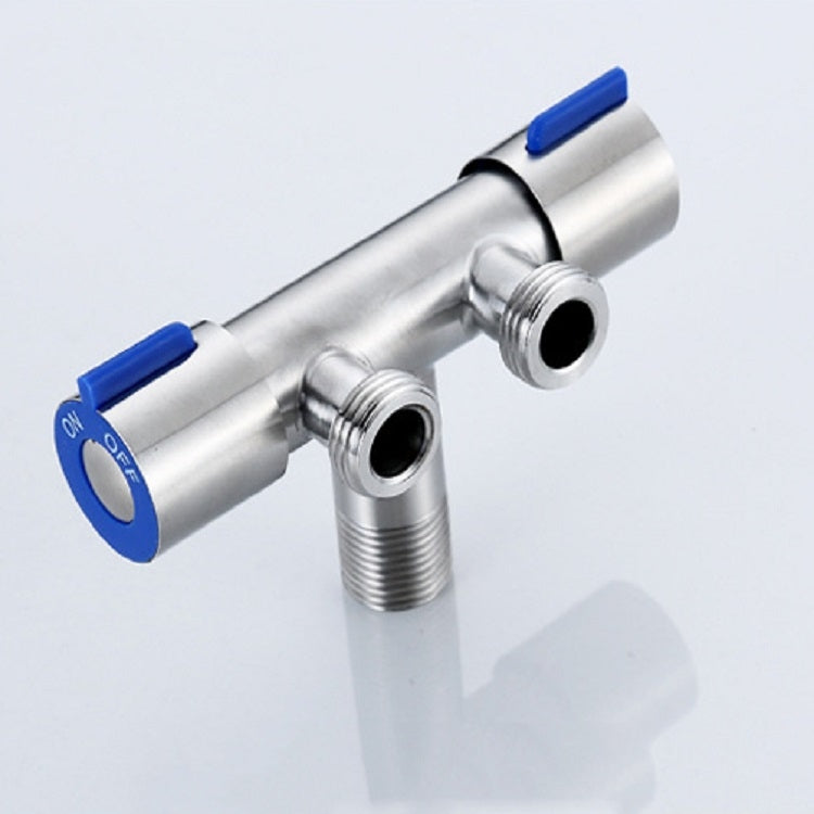 Stainless Steel One-In-Two-Out Multi-Function Three-Way Valve Faucet, Specification: Double 4-point Thread