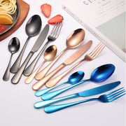 24 in 1 Stainless Steel Tableware Western Steak Cutlery Gift Set, Color: Golden