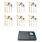 24 in 1 Stainless Steel Tableware Western Steak Cutlery Gift Set, Color: Golden