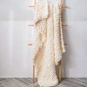 Handmade Thick Wool Knitted Blanket Sofa Chenille Stick Knitted Blanket, Size: 80 x 100 CM(Custard)