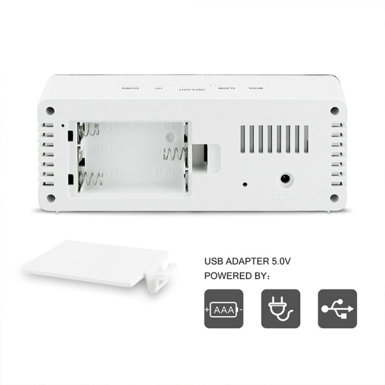 LED Mirror Alarm Clock Digital Snooze Table Clock Electronic Time Temperature Large Display  White Light