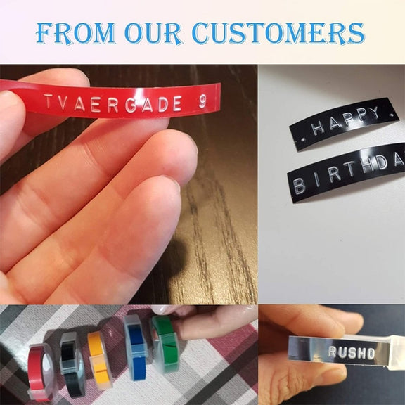 CIDY 9mm 3D Embossed Manual Label Tape, Suitable Label Machine DYMO1610 / Motex1540 Sticker Printer(Fluorescent Pink 3D-FP25)