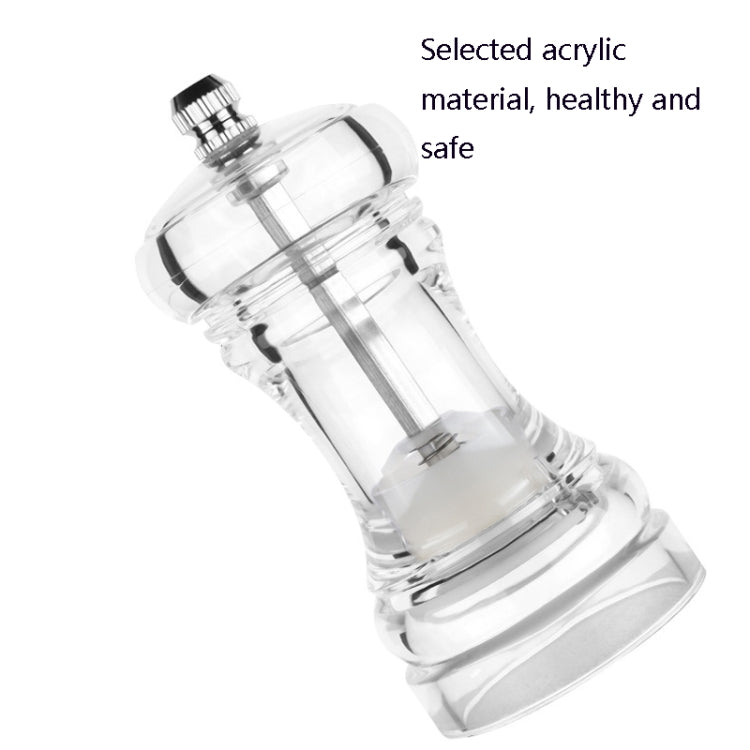 Acrylic Transparent Pepper Grinder Manual Pepper Grinder Ceramic Core Multi-Purpose Seasoning Bottle, Specification: 4 Inch