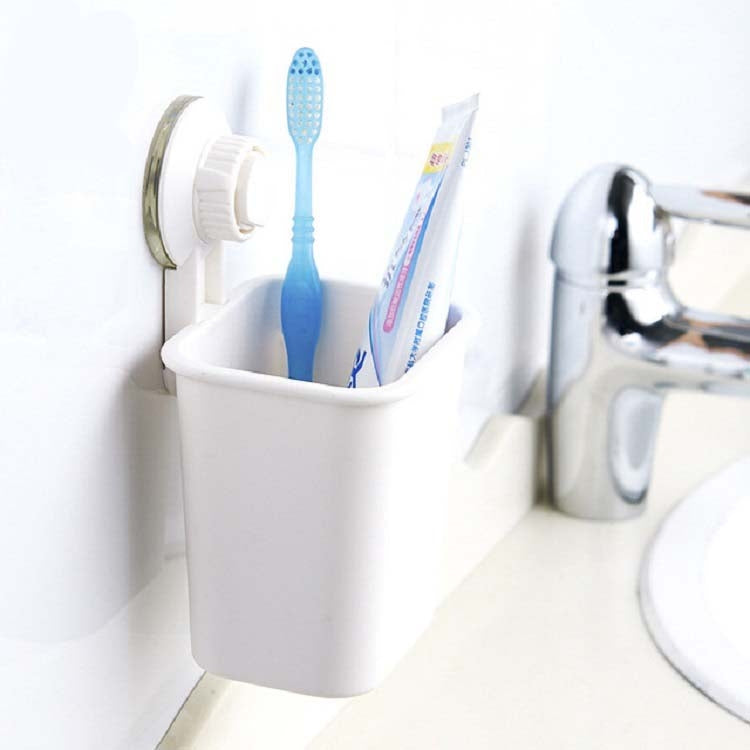 Suction Wall Toothpaste Toothbrush Holder Bathroom Shelf(White)