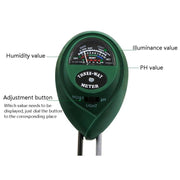 3 In 1 Soil Detector PH Value Light Intensity Test Pen Round Head Soil Dry Moisture Meter