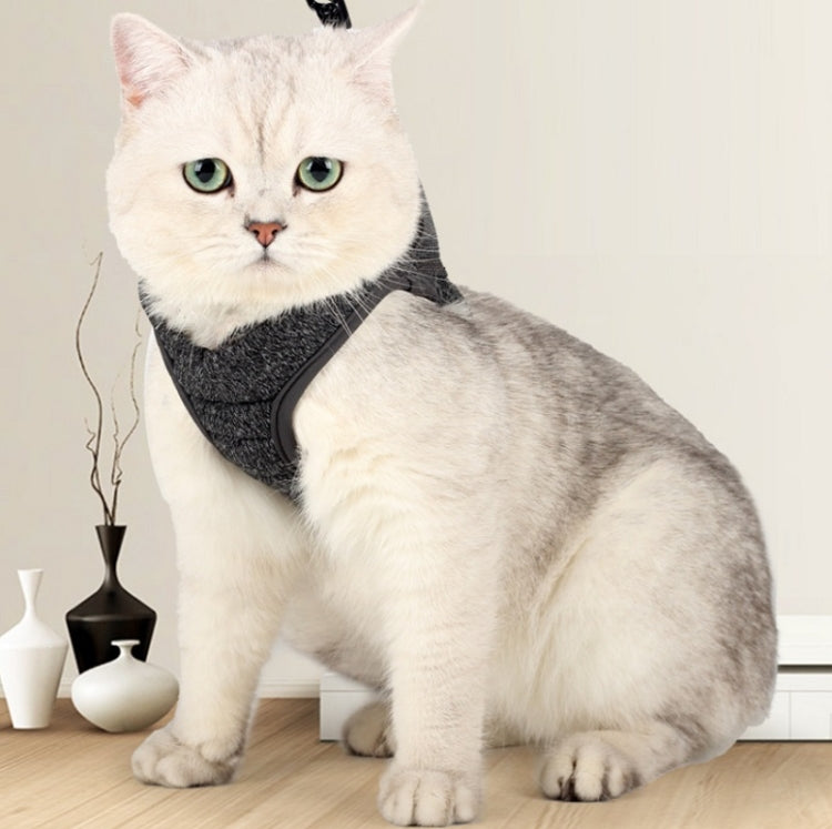 Cat Leash Pet Chest Harness Leash, Size: S(Grey)