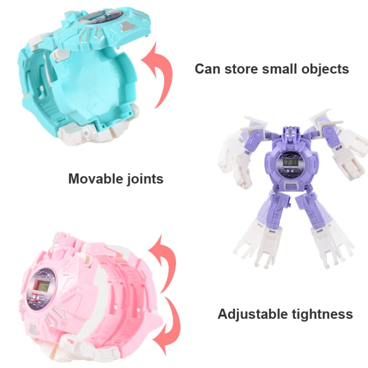 3 PCS Children Electronic Watch Cartoon Deformation Robot Toy Watch(Blue)