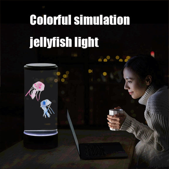 Desktop Simulation Cylindrical Jellyfish Light LED Colorful Atmosphere Night Light