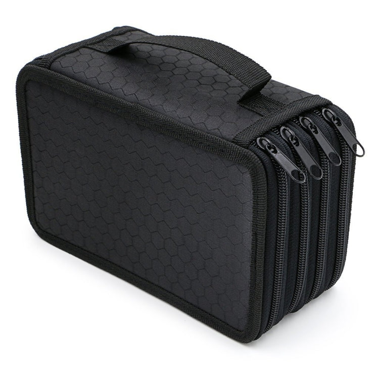 Solid Color Square Four-Layer Pencil Case Sketch Colorful Pencil Case With 72 Holes(Black)