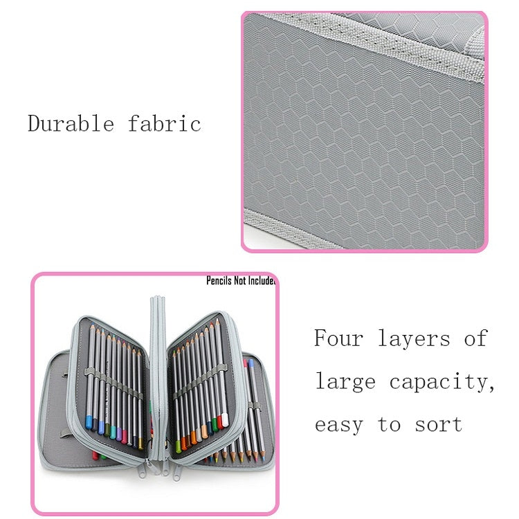 Solid Color Square Four-Layer Pencil Case Sketch Colorful Pencil Case With 72 Holes(Black)
